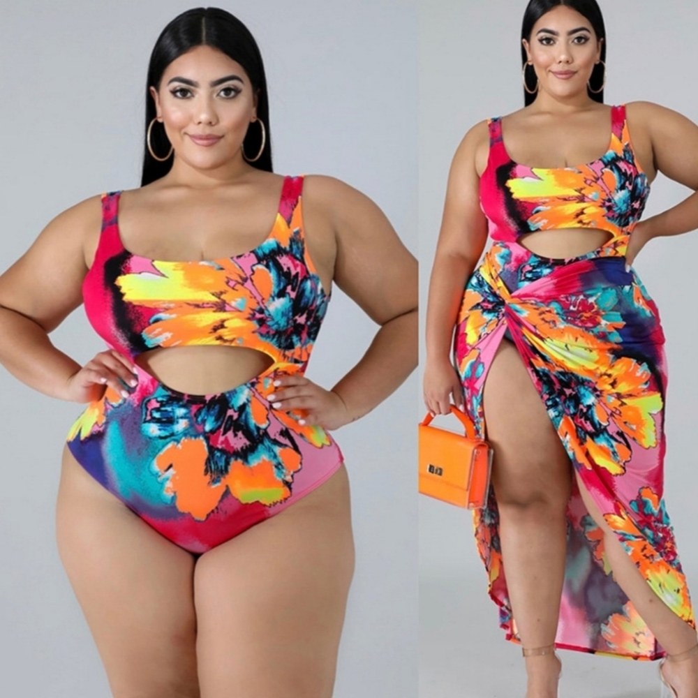 COPY - 2 pc plus size swim suit W/WRAP